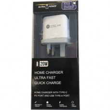 UltraPower 20W Home Charger with Type-C PD Port & USB Type-A Port