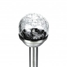 Bunbury 6cm Colour Changing LED Solar Stake Light Crackle Glass Ball Stainless Steel 3 Pack Glossy Box 