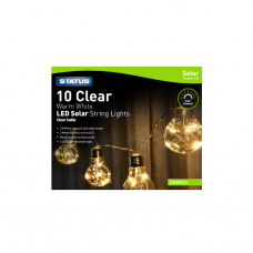 Canberra 10 Clear Warm White LED Solar String Light Bulbs, 3.8 Metres - IP44